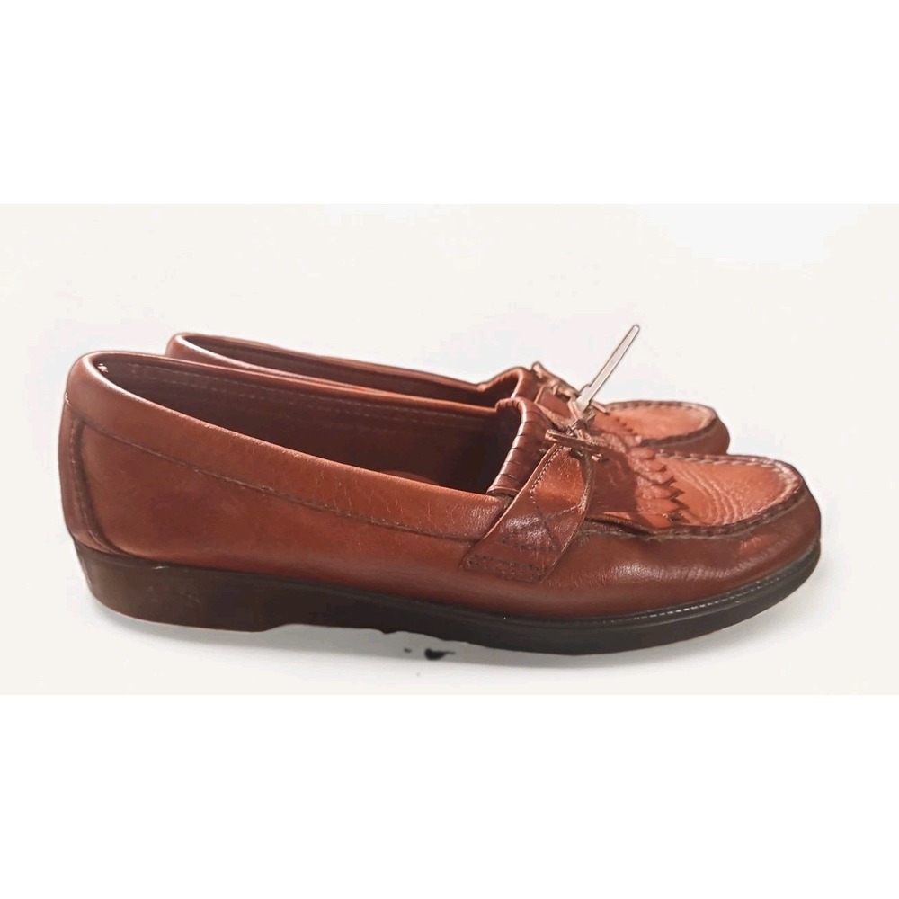 Vtg SAS Softie Kiltie Loafers Moccasin Tripad Comfort Leather Prep Women 8W #722